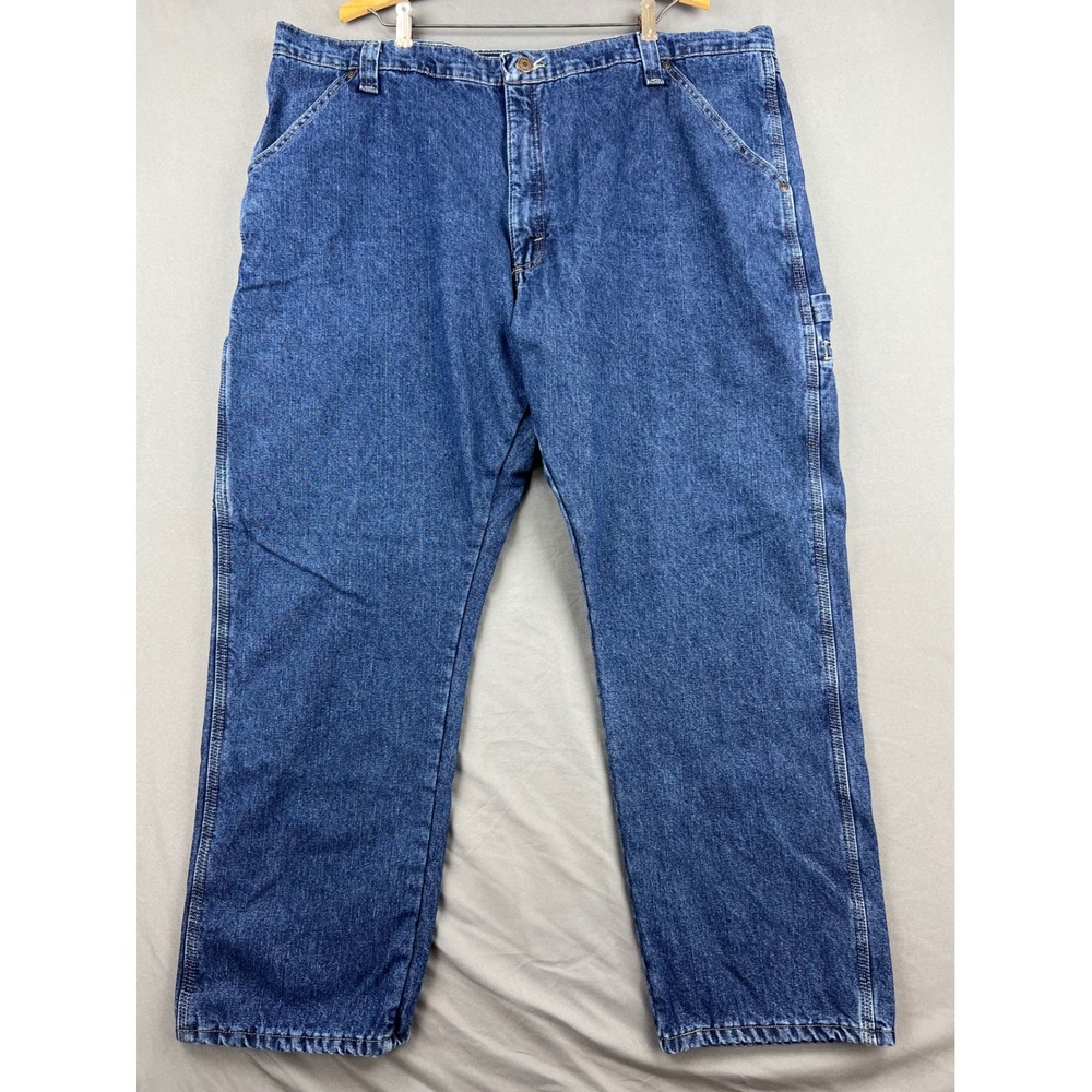Wrangler Fleece Lined Carpenter Jeans Mens 42x30 Blue Denim Utility Work Pants